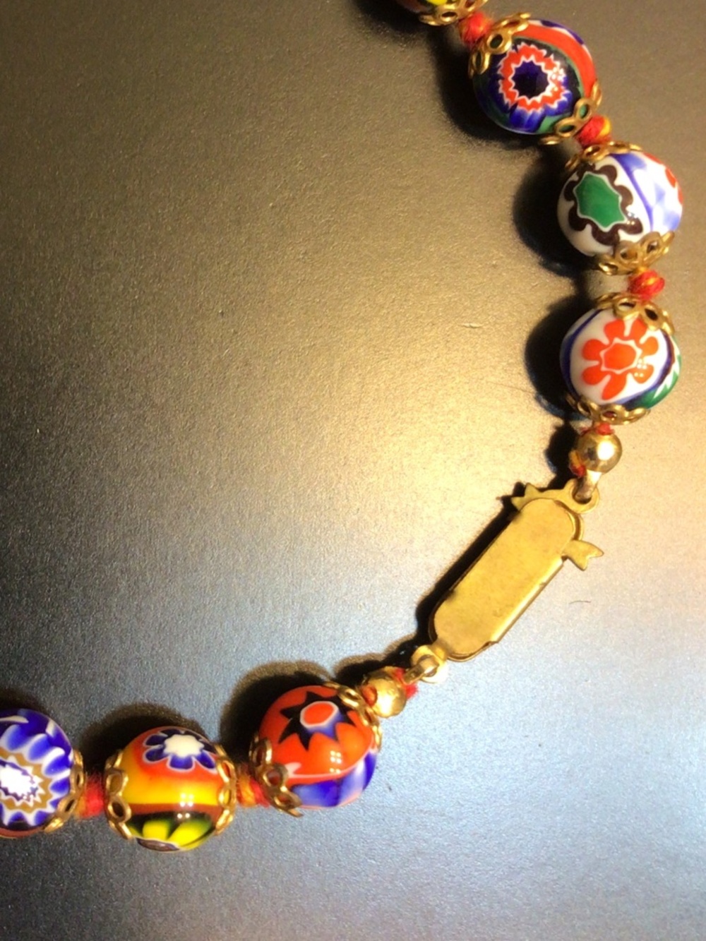 Vintage Multi-Colored Venetian Murano Millefiori Glass Beads Bracelet - Picture 4 of 14